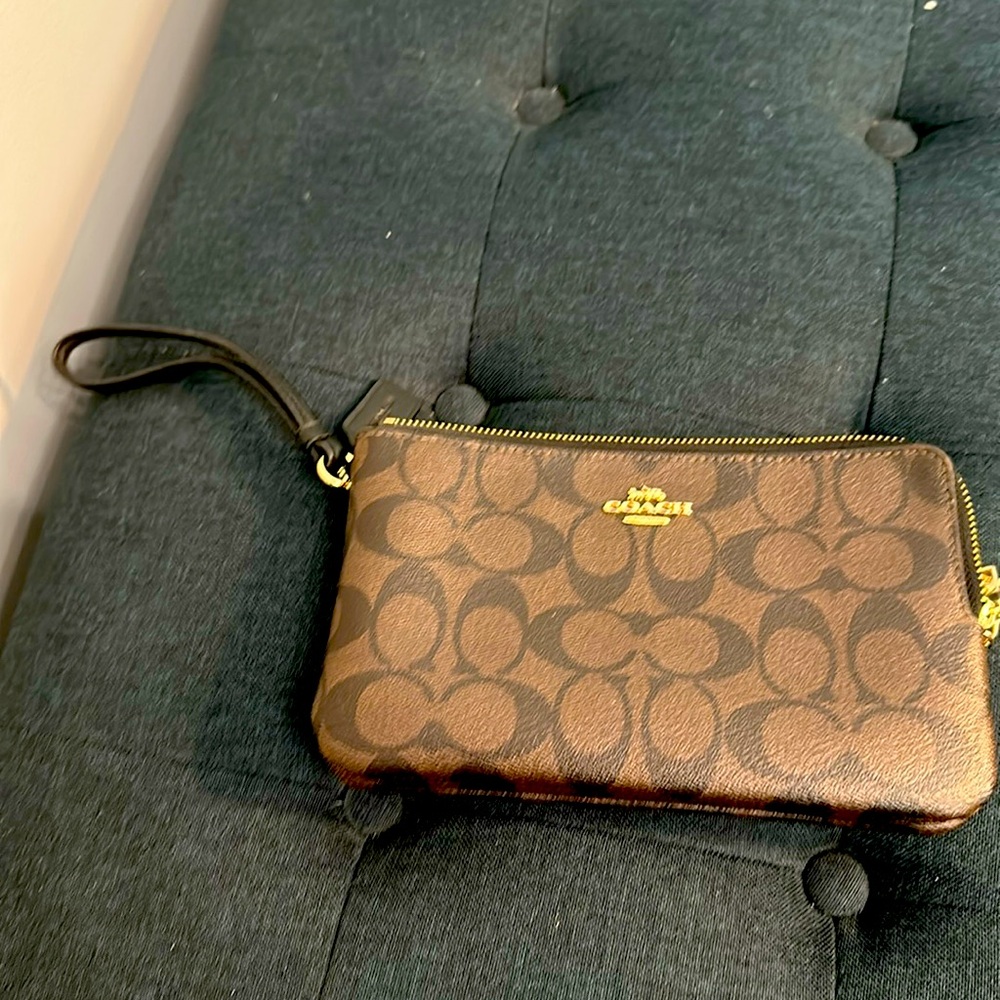 Coach Logo leather wristlet